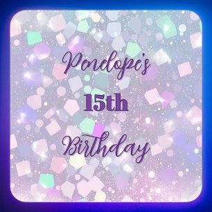 Skimling Pastel Birthday Celebrers Fyrkantigt Klistermärke