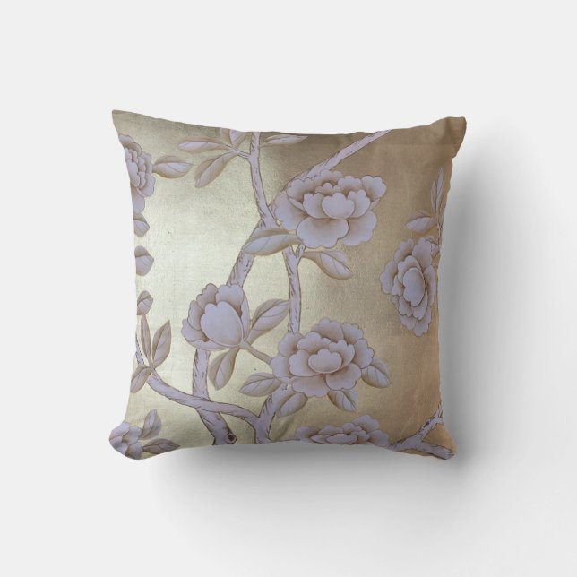 Skimma Golden Chinoiserie med Blooming Ro Kudde (Framsida)
