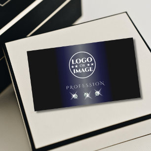 Skimmery Blue Black Sparkling Diamonds med Logotyp Visitkort