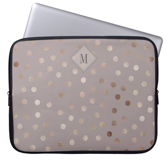 Skimra punkter Mönster med Monogram Laptop Sleeve (Framsidan)