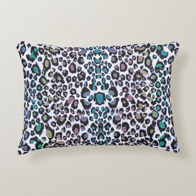 Skimrande mångfärgat Leopardtryck Prydnadskudde (Framsidan)