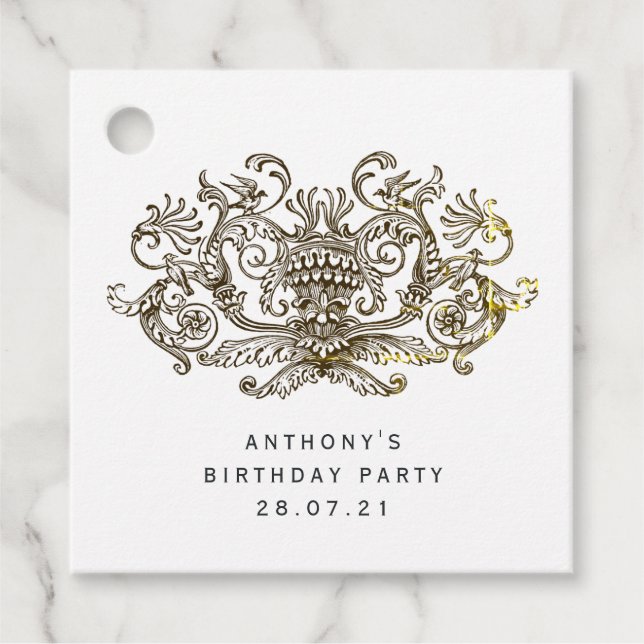 Skimrande Rustic Vintage Dragon Gåvor Etiketter (Framsida)