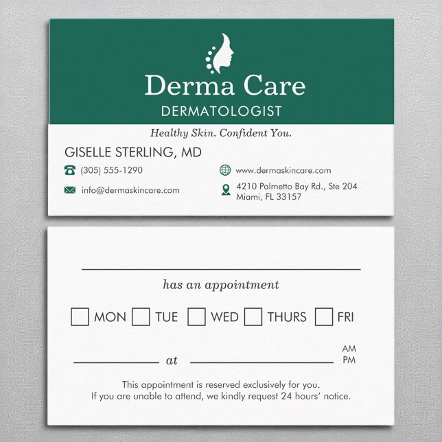 Skin Care Dermatolog Office Möte Visitkort (Skapare uppladdad)