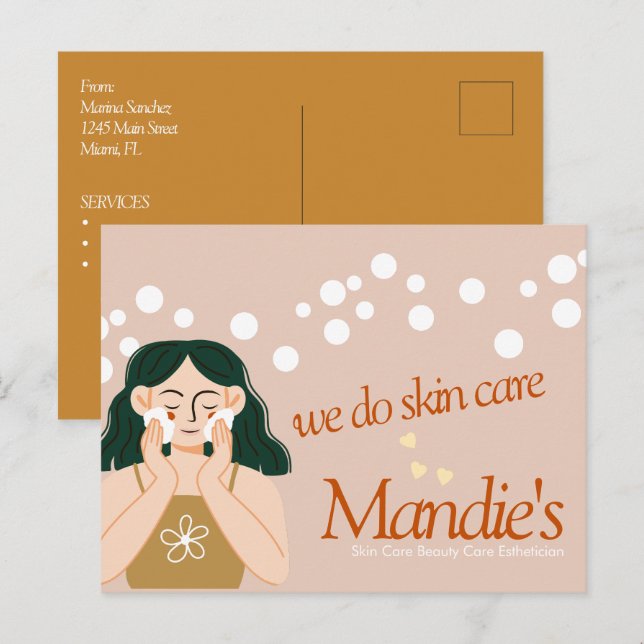 Skin Care Esthetician Business Salon Branding B Vykort (Fram/baksida)