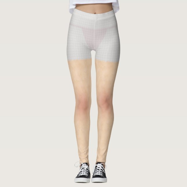 Skin Struktur med vit syn genom Kort Leggings (Framsida)