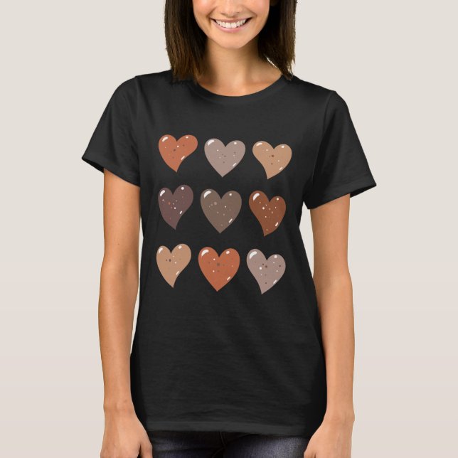 Skin Tone Hearts African American Black History T Shirt (Framsida)