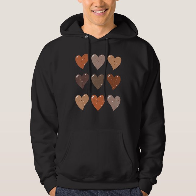 Skin Tone Hearts Black History Melanin Afro Africa Hoodie (Framsida)