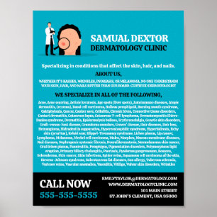 Skin Villkor, Dermatolog, Dermatologi Clinic Poster