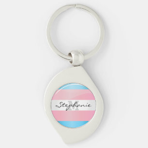 Skina flagga för rundaTransgenderpride Swirl Silverfärgad Nyckelring