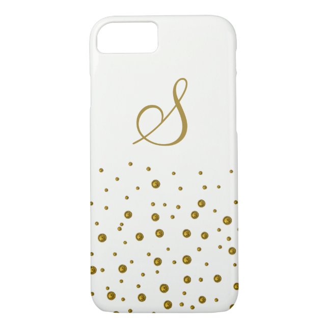Skina guld pricker den beställnings- monogramen Case-Mate iPhone skal (Baksida)