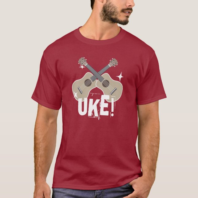 Skina korsning Ukuleles Uke! Skjorta Tee (Framsida)