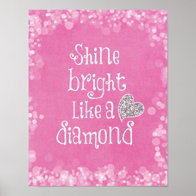 Skina ljusa citat med Silver Gnistra Heart Poster (Framsidan)