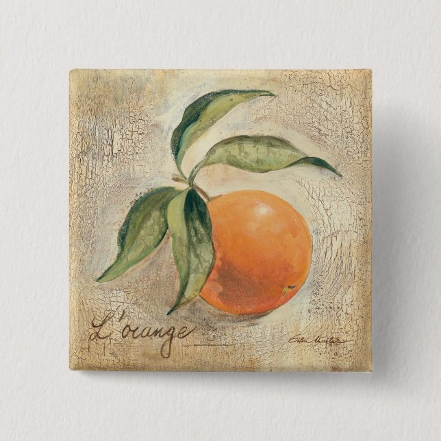 Skina orange frukt för runda knapp (Framsida)