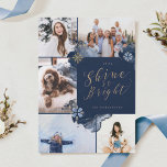 Skina så ljust och marinskt Guld agate Bläck 5 fot Julkort<br><div class="desc">Vår stjärngula juvel-abstrakt vinterkvällens julsamling fångar upp ett royal med en modern abstrakt vrid. Djupa marinblåsor, gyllene jeveltoner och blå nyanser skapar en elegant vinter nattambians. Utformningen har fem fotokollage-layouter som visningar dina speciella julfoton i helgdag. Vår handdragna marinfärgade abstrakt bläck-design med accenter av gyllene juveltoner blandas på ett vackert...</div>