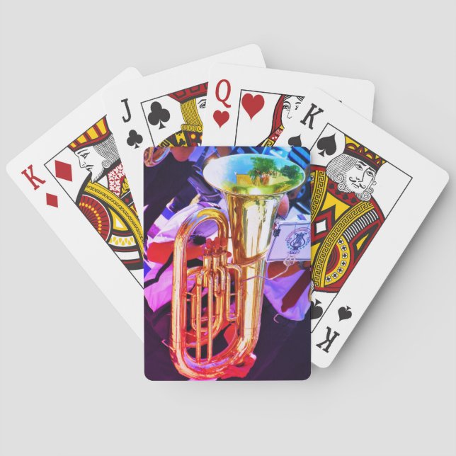 Skina Tuba lutat perspektivmässingsmusikband Casinokort (Baksidan)