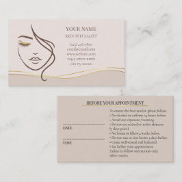 Skincare & Beauty Before care  Appointment Card Tidsbeställning Kort
