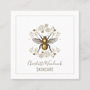 Skincare Esthetician Golden Bee and Ro Laurel Fyrkantigt Visitkort