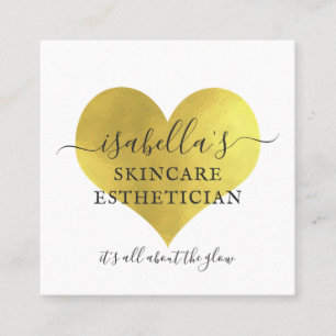 Skincare Esthetician Makeup Artist Gold Foil White Fyrkantigt Visitkort