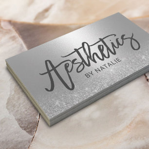 Skincare Esthetician Modern Silver Aesthetics Visitkort