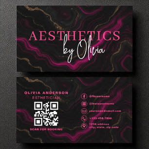 Skincare Esthetician QR Code Shock rosa Black Agat Visitkort