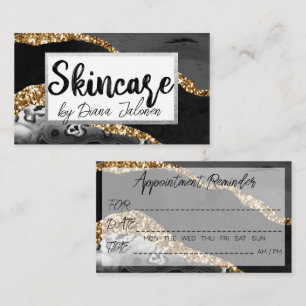 Skincare Möte Reminder Black Guld Marble Visitkort