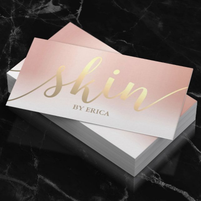 Skincare Salon Spa Esthetician Ro Guld Pastel Visitkort (Skapare uppladdad)