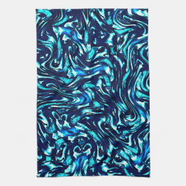 Skindat blått och cyan kurvor kökshandduk
