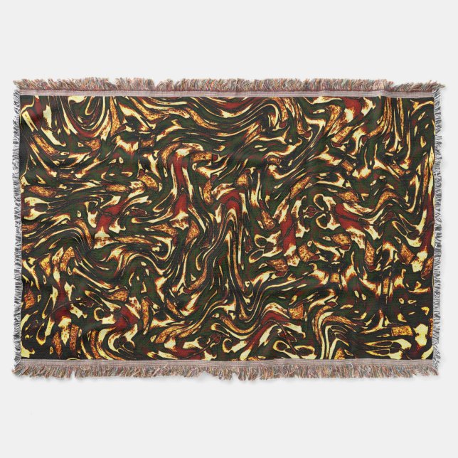 Skindat rödbrun och gult kurvor filt (Framsidan)