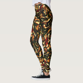 Skindat rödbrun och gult kurvor leggings