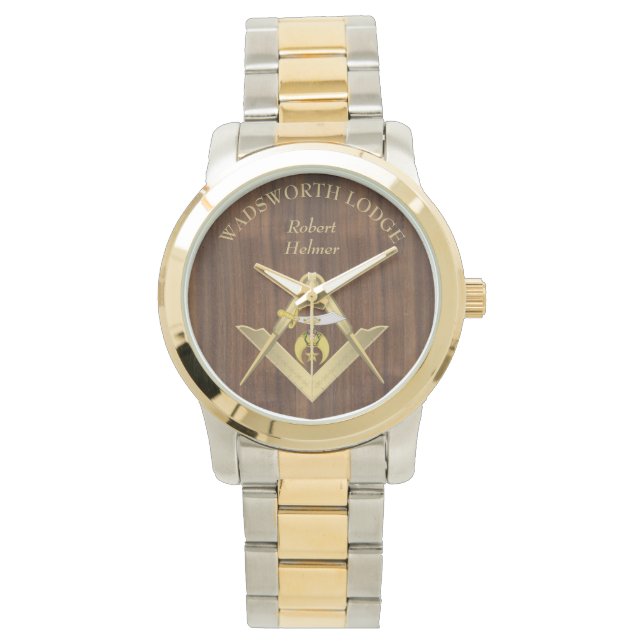 Skiners på Wood Masonic Armbandsur (Framsida)
