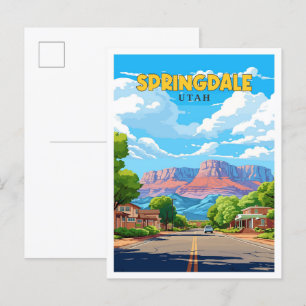 Skingdale Utah vintage resor illustration Vykort