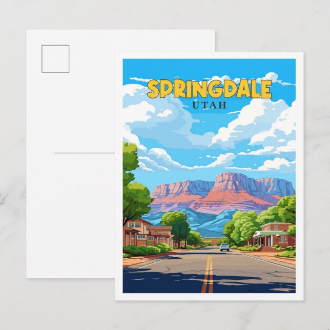 Skingdale Utah vintage resor illustration Vykort (Fram/baksida)