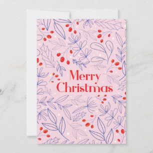 Skiniga, färgstarka, blommigt julkort