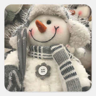 **SKINING AV SNÖGUBBE** CHRISTMAS FYRKANTIGT KLISTERMÄRKE