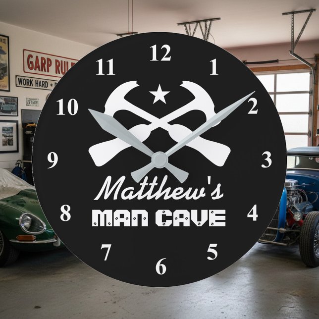 Skinka logotyp bilverkstad eller mankavallur rund klocka (man cave wall clock)