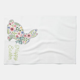 Skinka och Blå Vildblomma Påsk Kanin Kökshandduk