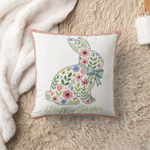 Skinka och Blå Vildblomma Påskkanin Kudde
