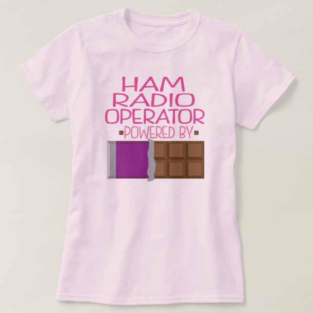 Skinka radiosände operatörschokladgåvan för henne t shirt (Design framsida)