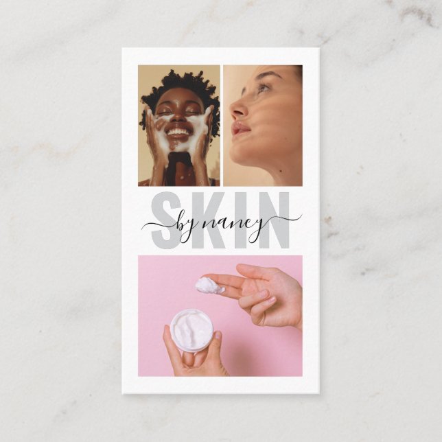 Skinkare fet typografi Fotokollage Qr-kod Visitkort (Framsida)