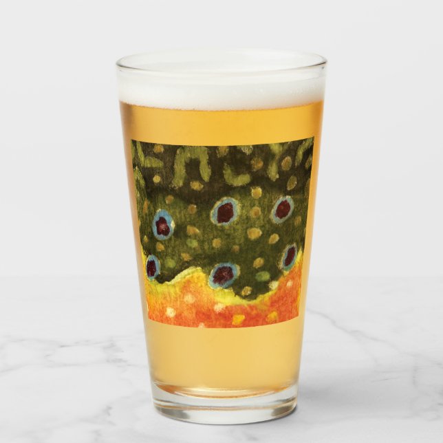 Skinn av Brook Trout - Fisk, Fiske, Anglers Glaskopp (Framsida fylld)