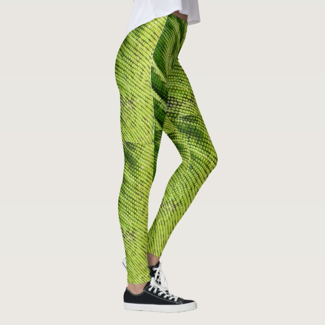 Skinn av Grönten Iguana Struktur Leggings (Höger)