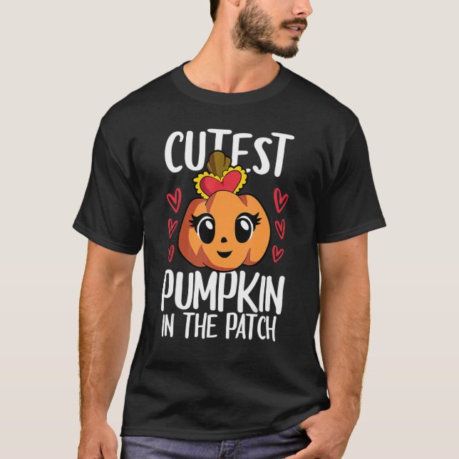 Skinnepumpkin i Patch Kid Girls Halloween T Shirt (Framsida)