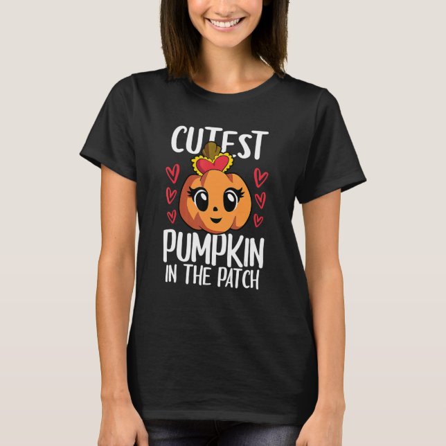 Skinnepumpkin i Patch Kid Girls Halloween T Shirt (Framsida)