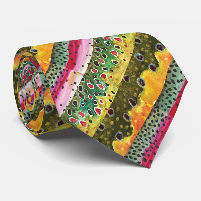 Skinsar av 3 Trout Brook Rainbow Brown Neck Tie Slips (Rullad)