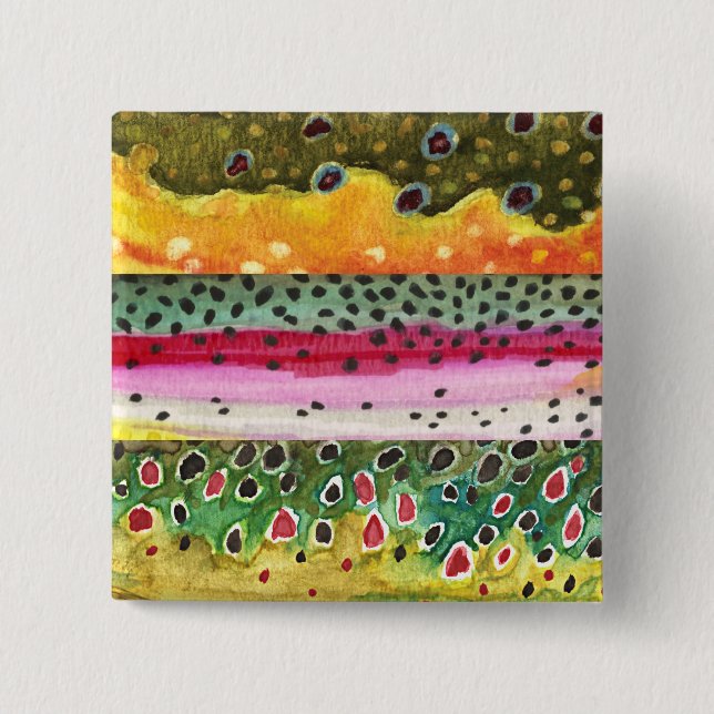 Skinsar av Tre vackra öring Knapp (Framsida)