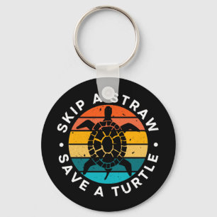 Skip A Straw Save A Turtle Nyckelring
