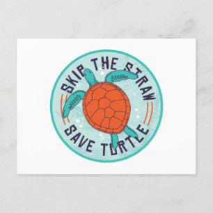 Skip Straw Spara Turtle Vykort