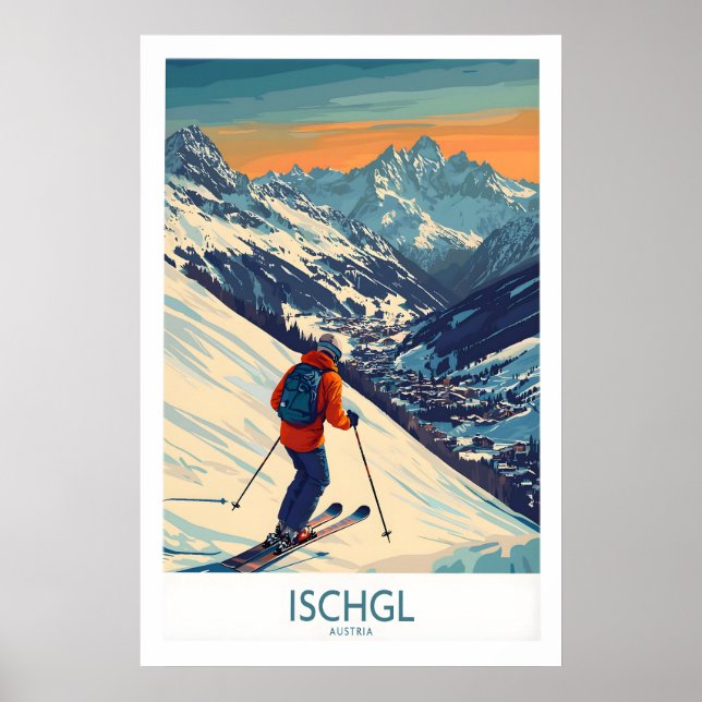 Skiposter Ischgl Österrike 1 Poster (Framsidan)