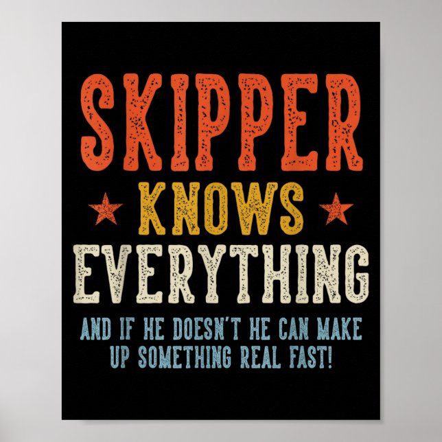 Skipper vet allt fars dag retro poster (Framsidan)
