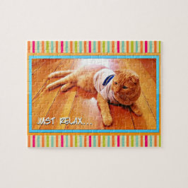 Skippy, Cat Colorful Cute Jigszle Puzzle Pussel
